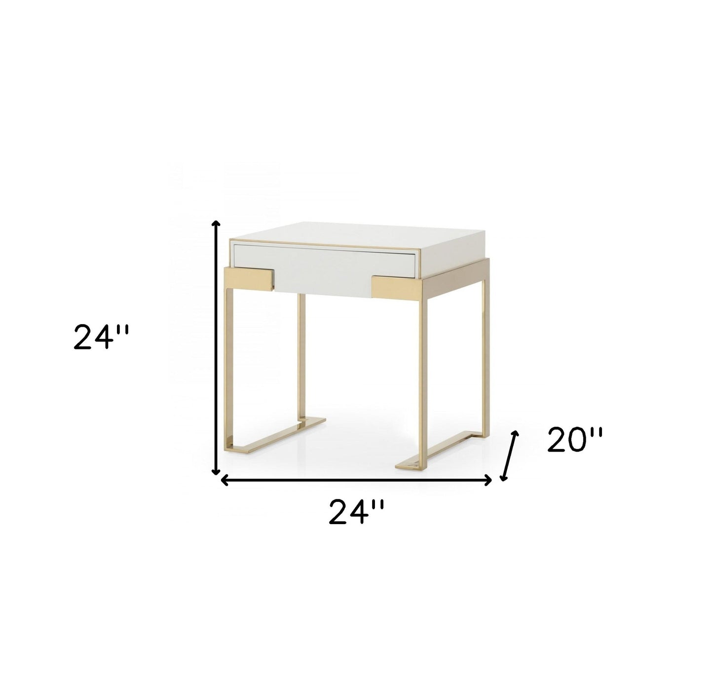 24" Champagne Gold and White One Drawer Nightstand