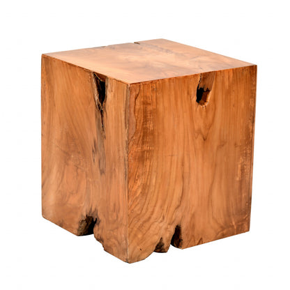 16" Brown And Natural Solid Wood Square End Table