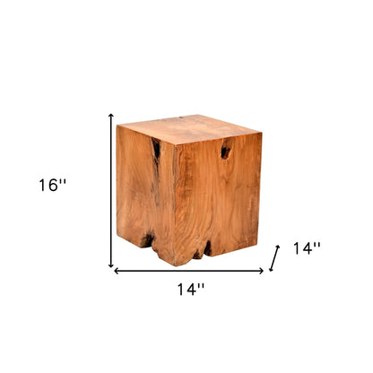 16" Brown And Natural Solid Wood Square End Table