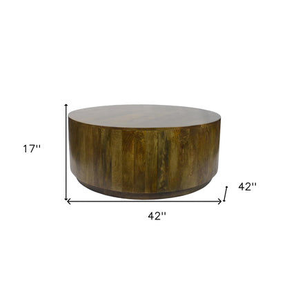 42" Brown Solid Wood Round Coffee Table