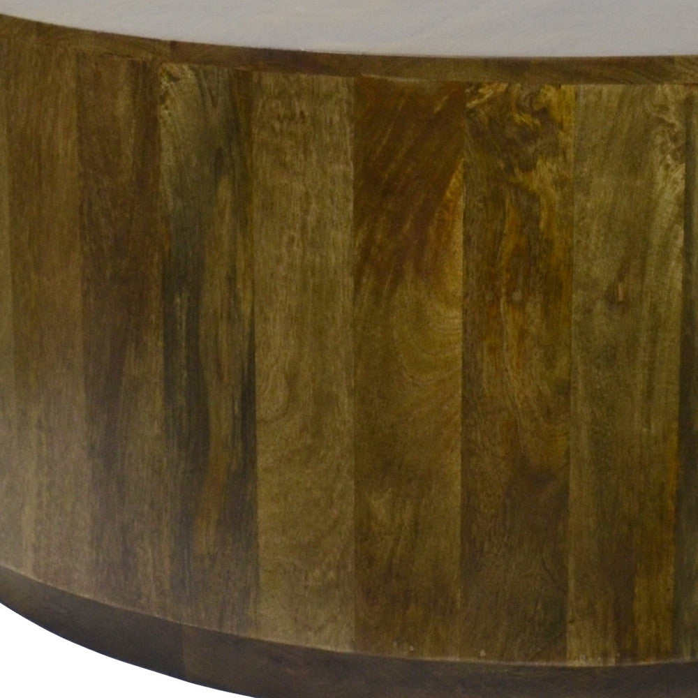 42" Brown Solid Wood Round Coffee Table