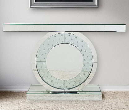 47" Silver Mirrored Glass Pedestal Console Table