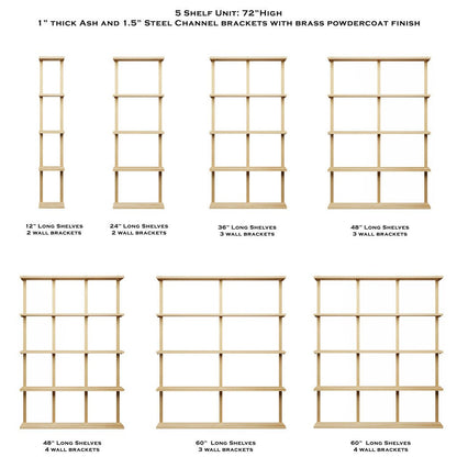 Wall Mounted Shelving Unit: 5 Shelf: 72"H