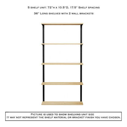 Wall Mounted Shelving Unit: 5 Shelf: 72"H