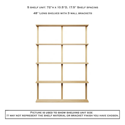 Wall Mounted Shelving Unit: 5 Shelf: 72"H