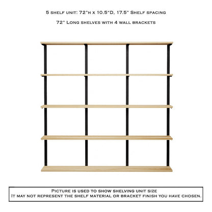 Wall Mounted Shelving Unit: 5 Shelf: 72"H
