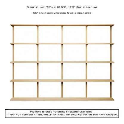 Wall Mounted Shelving Unit: 5 Shelf: 72"H
