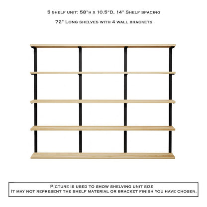 Wall Mount 5 Shelf Unit: 58" H