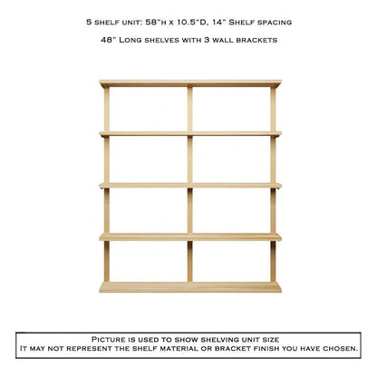 Wall Mount 5 Shelf Unit: 58" H