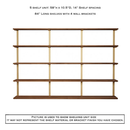 Wall Mount 5 Shelf Unit: 58" H