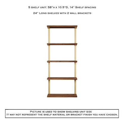 Wall Mount 5 Shelf Unit: 58" H