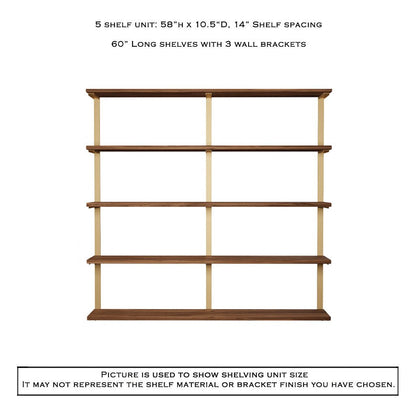 Wall Mount 5 Shelf Unit: 58" H