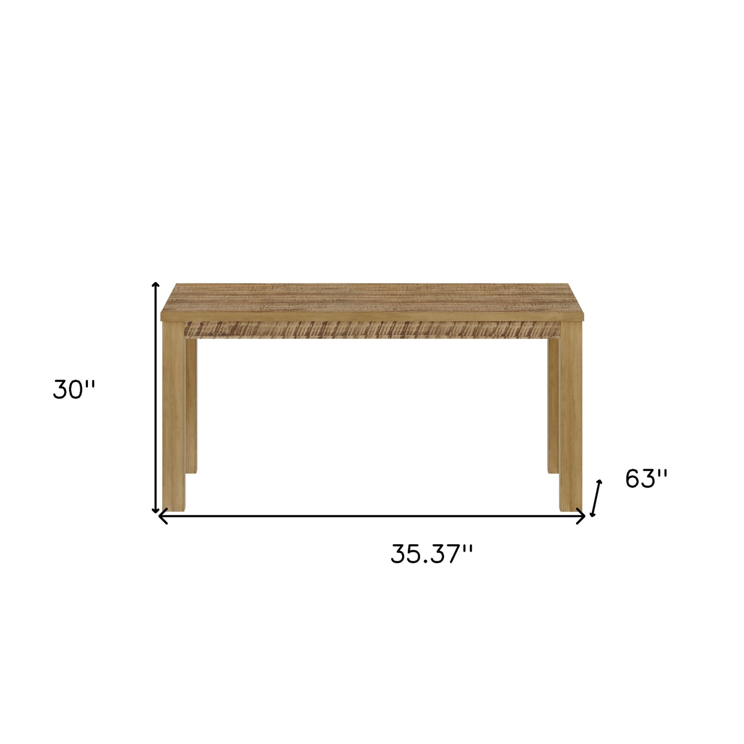 35" Brown Solid Wood Dining Table