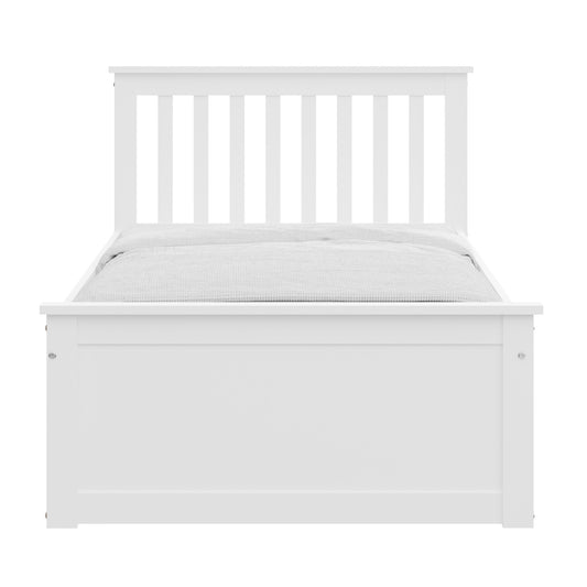 White Solid Wood Twin Bed With Pull Out Trundle