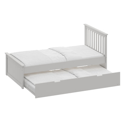 Gray Solid Wood Twin Bed With Pull Out Trundle