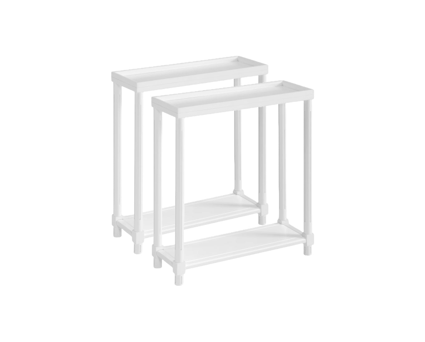 Set Of Two 24" White Wood Rectangular End Tables With Shelf