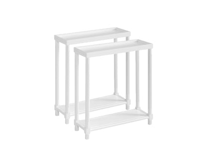 Set Of Two 24" White Wood Rectangular End Tables With Shelf