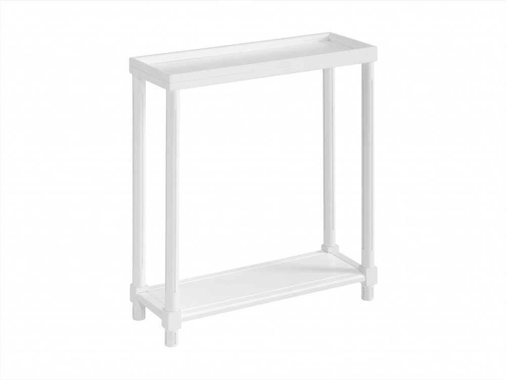 Set of Two White Solid Wood End Tables With Shelf