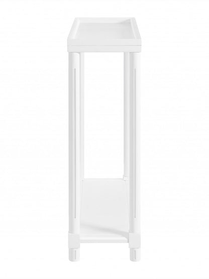 Set of Two White Solid Wood End Tables With Shelf