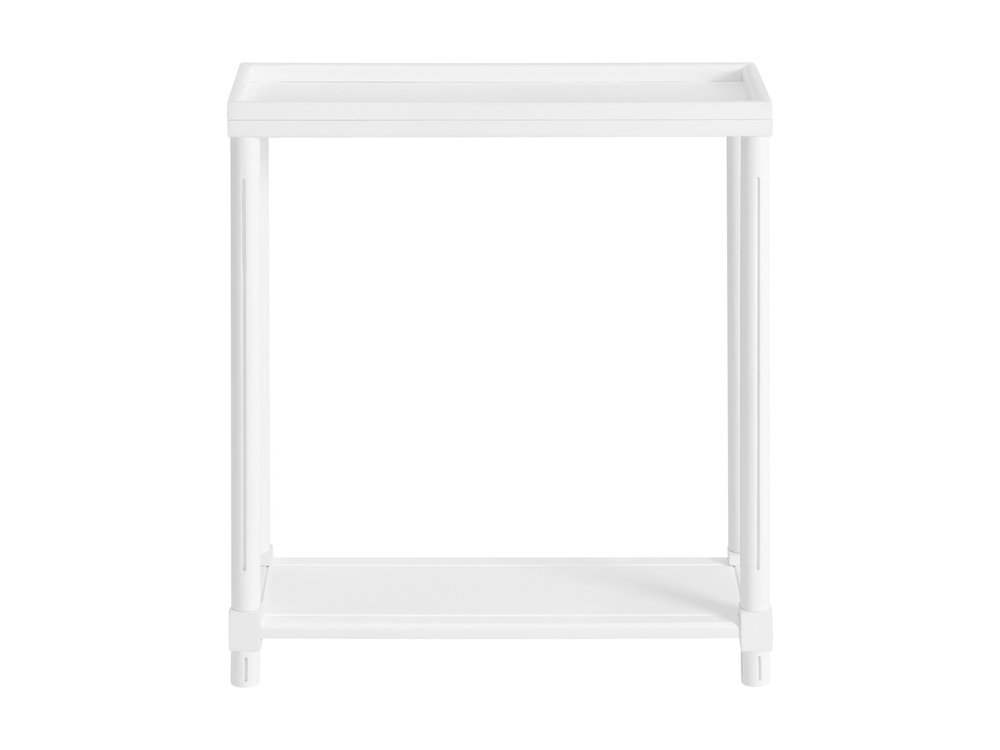 Set of Two White Solid Wood End Tables With Shelf