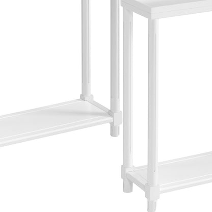 Set of Two White Solid Wood End Tables With Shelf