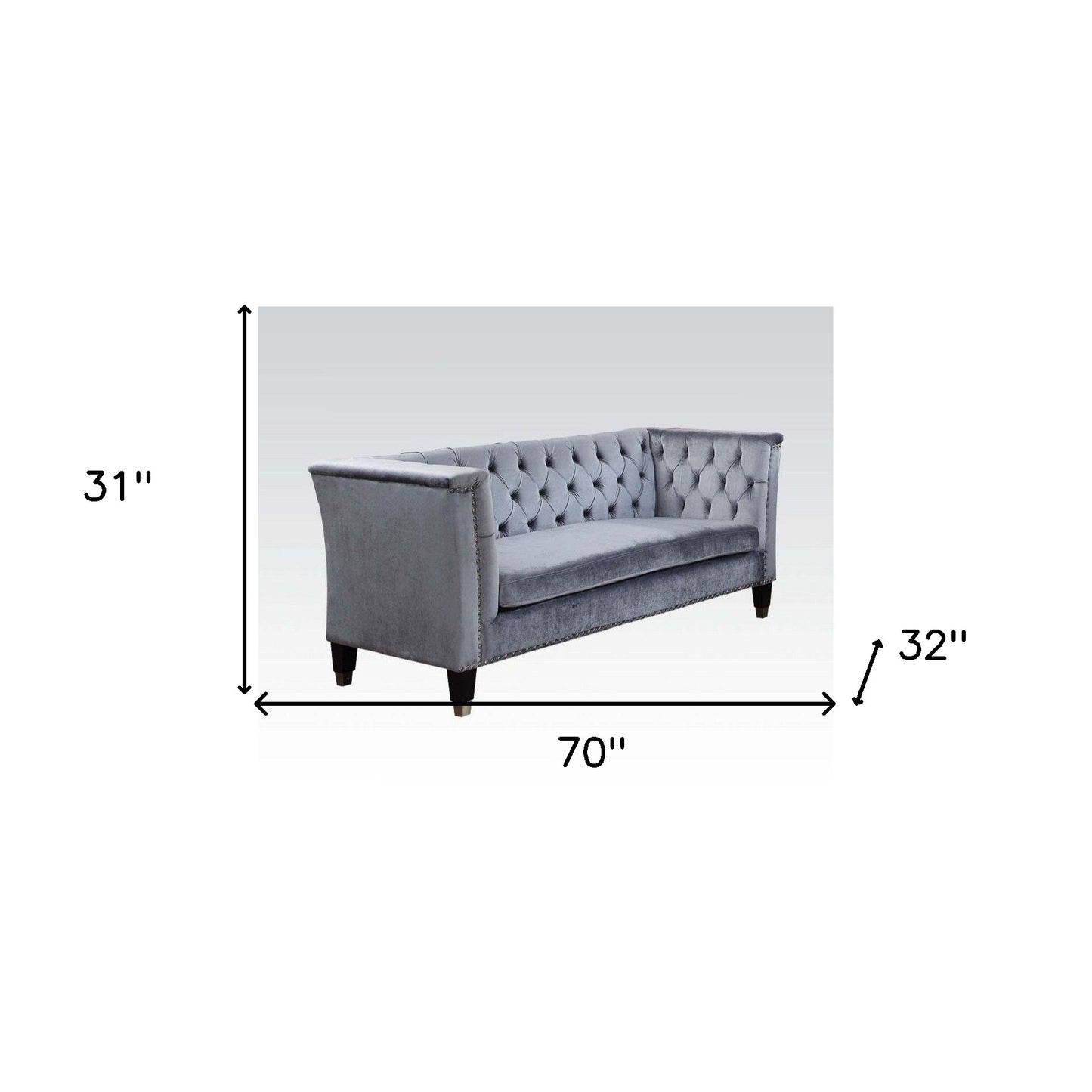 70" Blue Gray And Black Velvet Loveseat