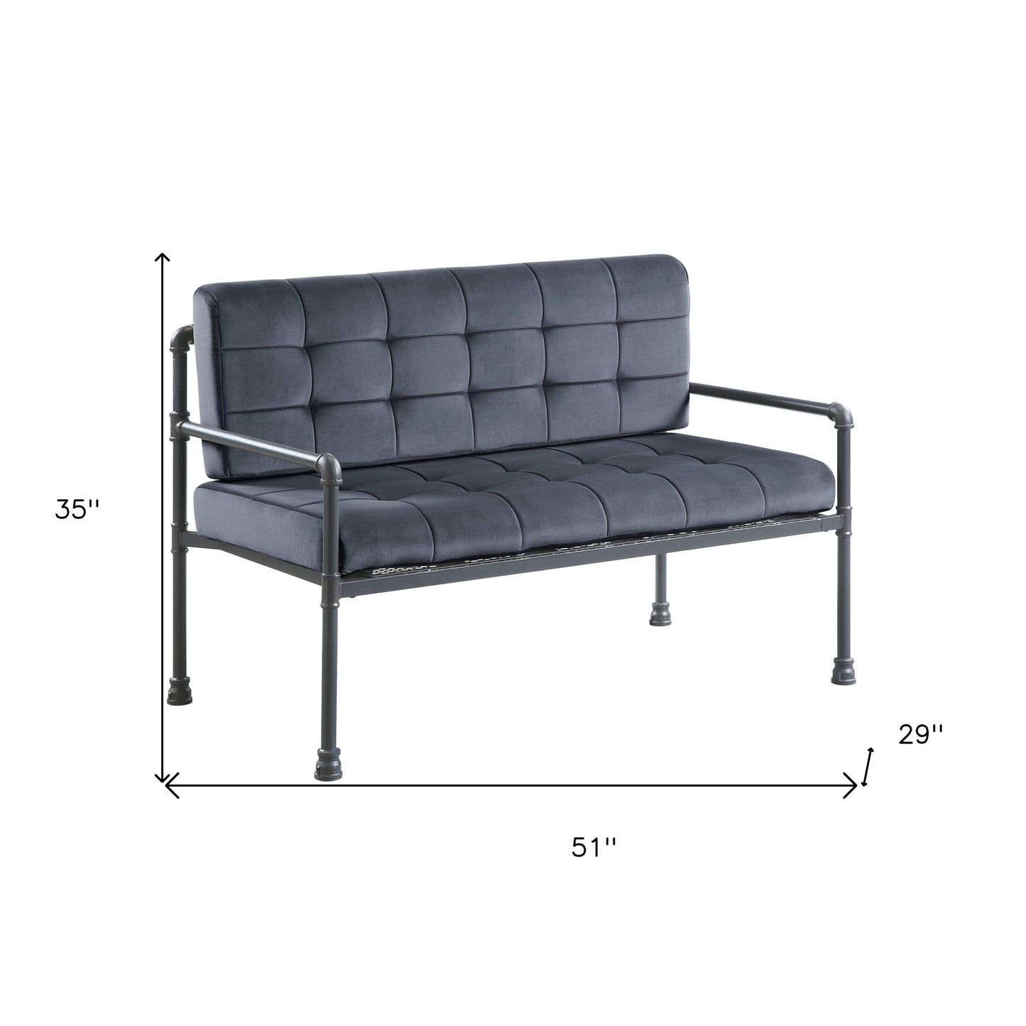 51" Gray Velvet Loveseat