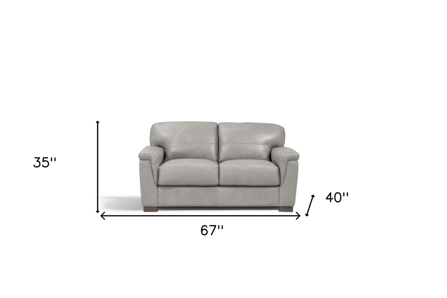 67" Gray And Brown Leather Loveseat