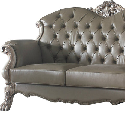 71" Bone Faux Leather Loveseat and Toss Pillows