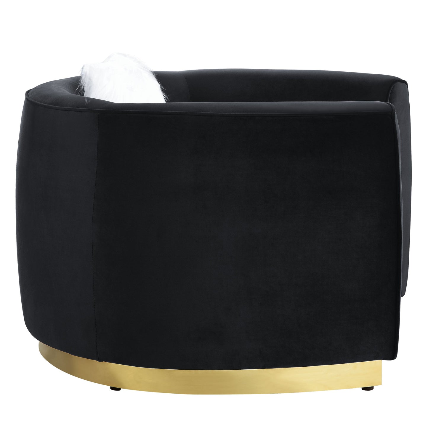 69" Black And Gold Velvet Curved Loveseat