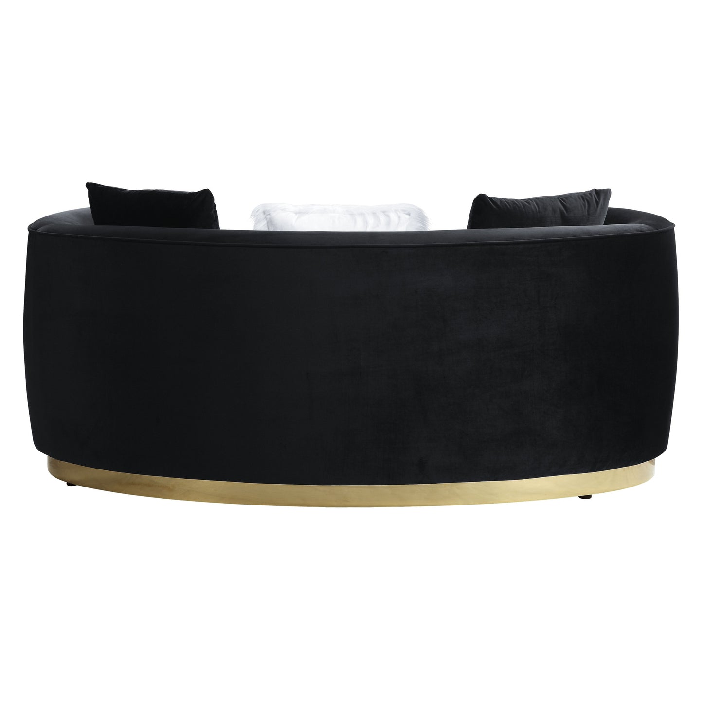 69" Black And Gold Velvet Curved Loveseat