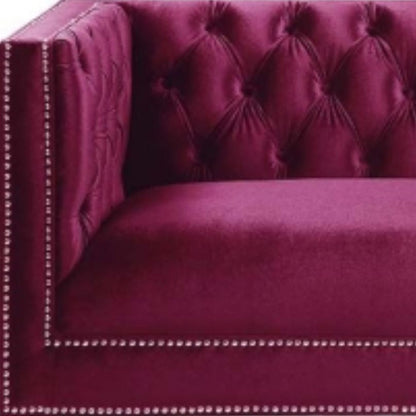 67" Burgundy Tufted Velvet Bling and Acrylic Love Seat