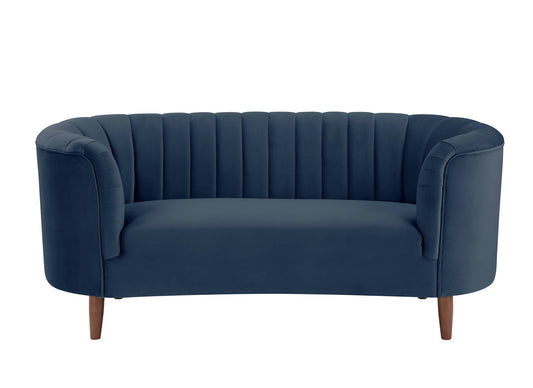 71" Blue And Brown Velvet Loveseat