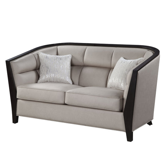 64" Beige And Black Loveseat