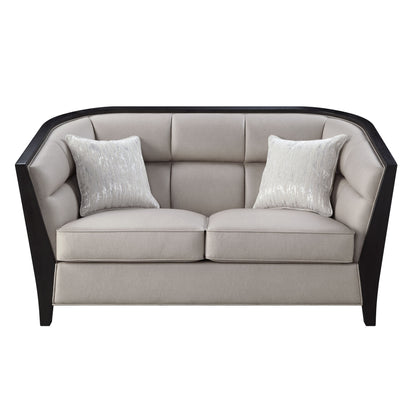 64" Beige And Black Loveseat