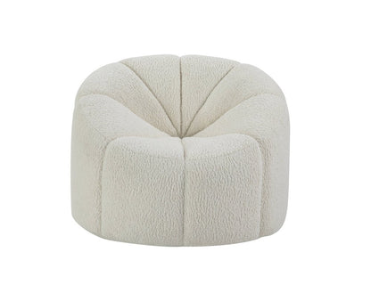 38" White and Black Sherpa Swivel Barrel Chair