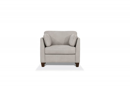 36" White and Black Genuine Leather Arm Chair