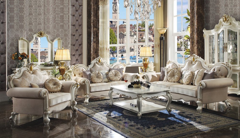 50" Pearl Fabric Floral Arm Chair And Toss Pillows