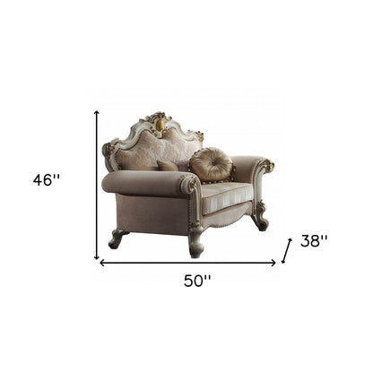 50" Pearl Fabric Damask Arm Chair