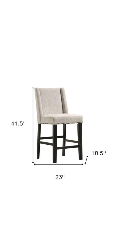 Set of Two 42" Fawn And Espresso Fabric And Iron Bar Chairs