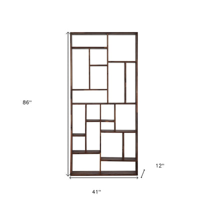 Brown And Natural Wood Ten Tier Bookcase