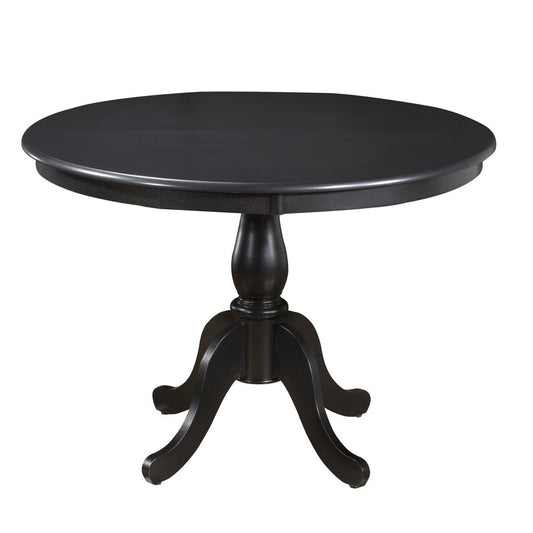 42" Black Wood Pedestal Base Round Top Dining Table