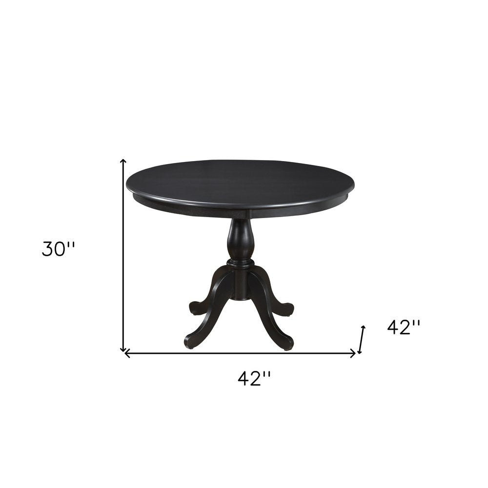 42" Black Wood Pedestal Base Round Top Dining Table