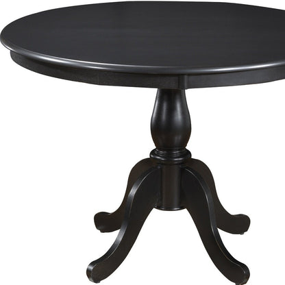 42" Black Wood Pedestal Base Round Top Dining Table