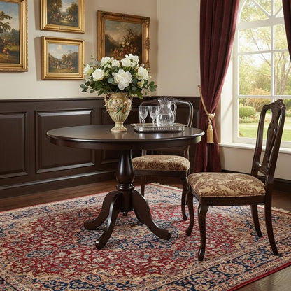 42" Espresso Rounded Solid Manufactured Wood Pedestal Base Dining Table