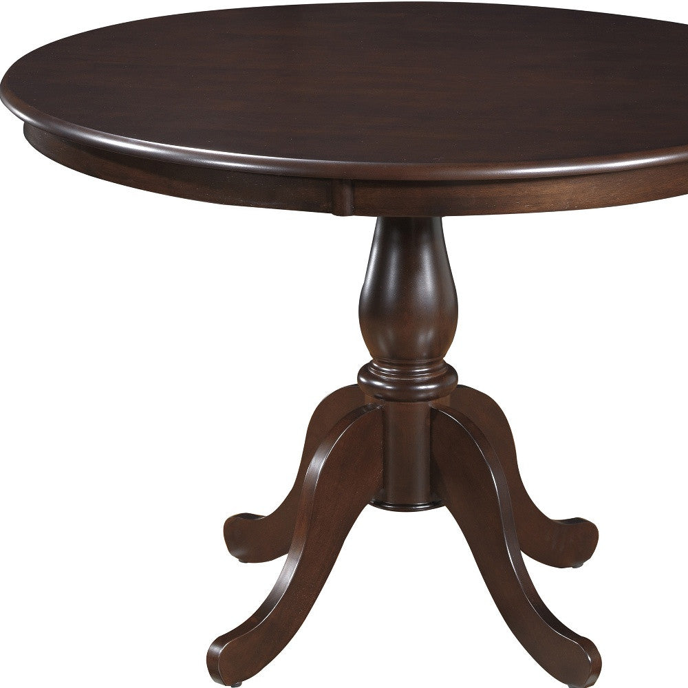 42" Espresso Rounded Solid Manufactured Wood Pedestal Base Dining Table