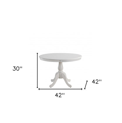 42" White Rounded Solid Manufactured Wood And Solid Wood Pedestal Base Dining Table