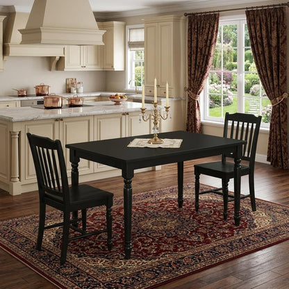 48" Black Solid Wood Dining Table