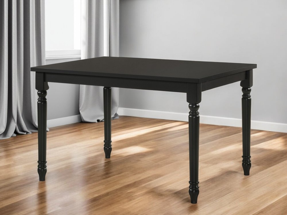 48" Black Solid Wood Dining Table