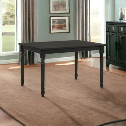 48" Black Solid Wood Dining Table